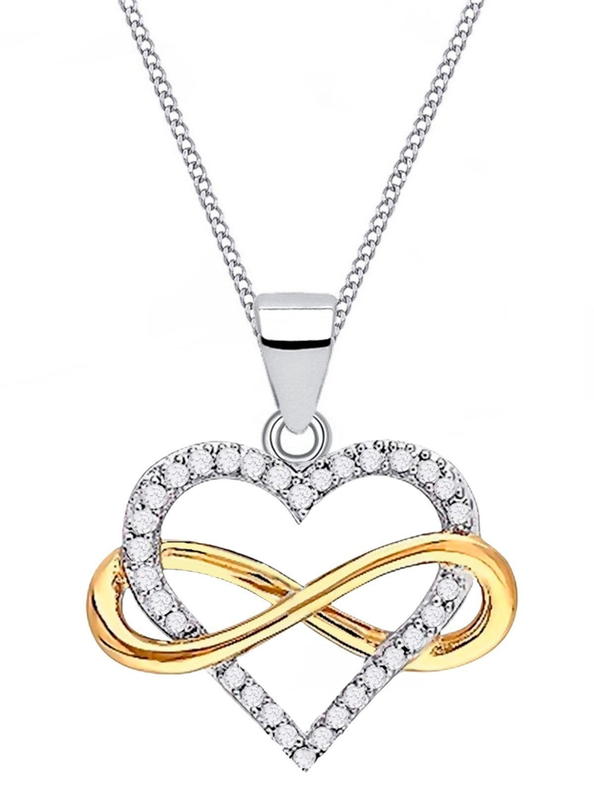 Halskette Gold Silber Unendlichkeit Herz 925 18K vergoldet