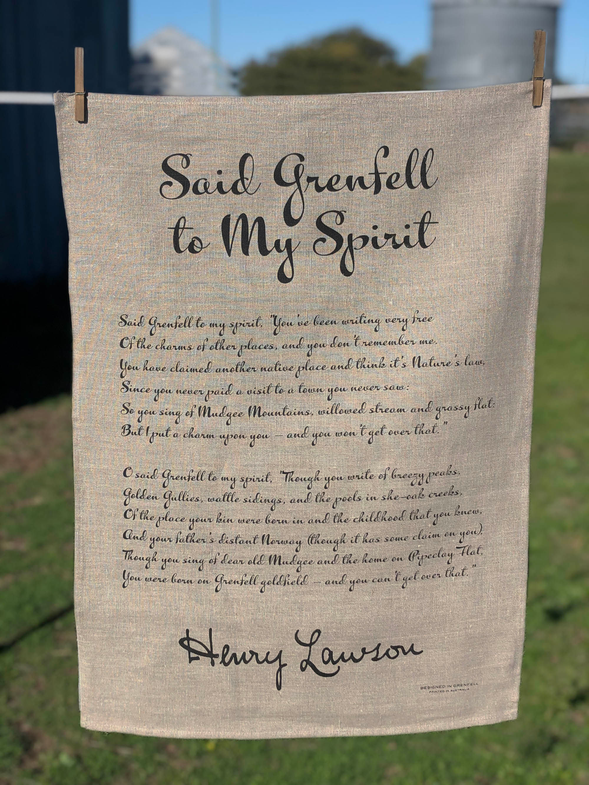 Henry Lawson Poem Tea Towel - Natural Linen