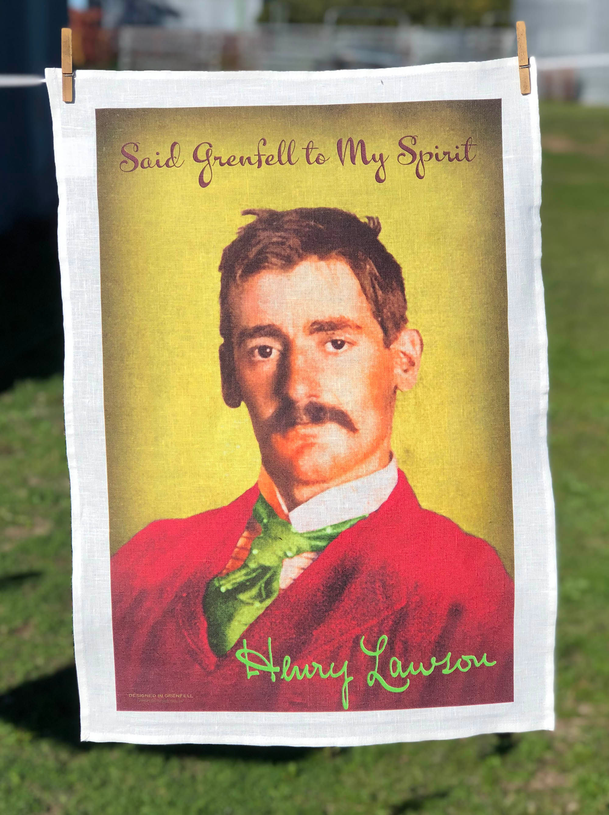 Henry Lawson Grenfell Tea Towel - Bold Colours