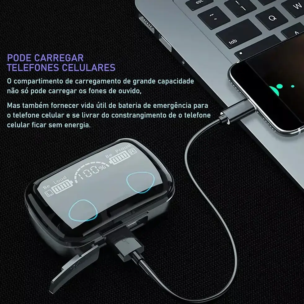 Miniatura: Fone Bluetooth M10 V5.1 com Power Bank