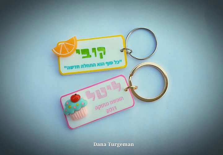 תמונה ממוזערת: תג שם , מחזיק מפתחות לתיק / קלמר עם אלמנט צבעוני