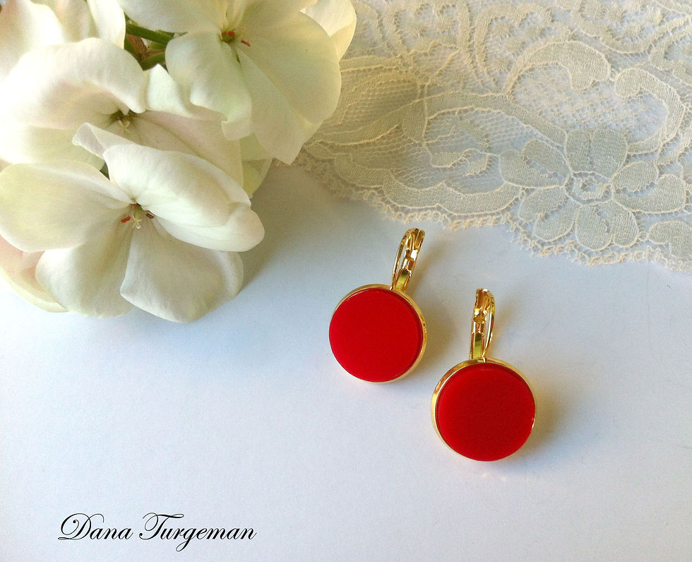 תמונה ממוזערת: עגילים עגולים באדום / Round Red Earrings