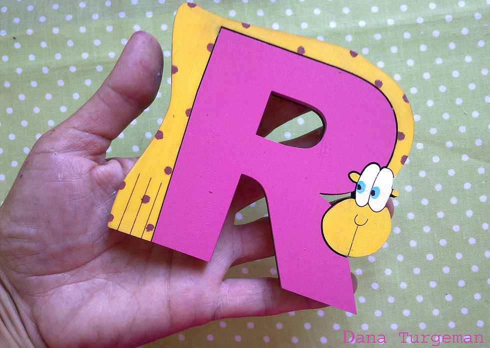 Thumbnail: Wooden letters with giraffes / pink letters with Giraffes