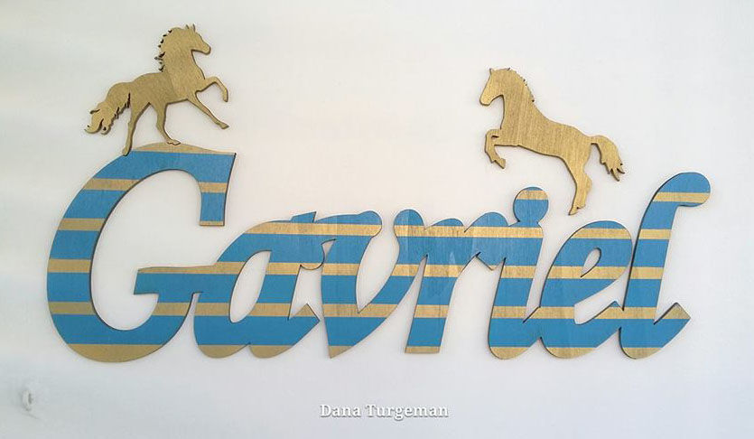 Thumbnail: A Wooden name with 2 Horses