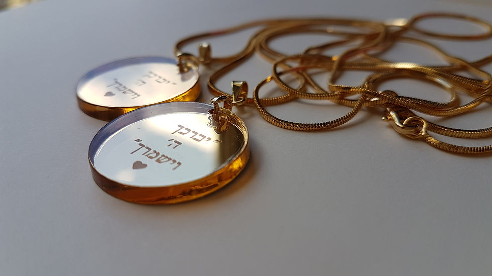 Thumbnail: Necklace with golden round pendant and personal engraving