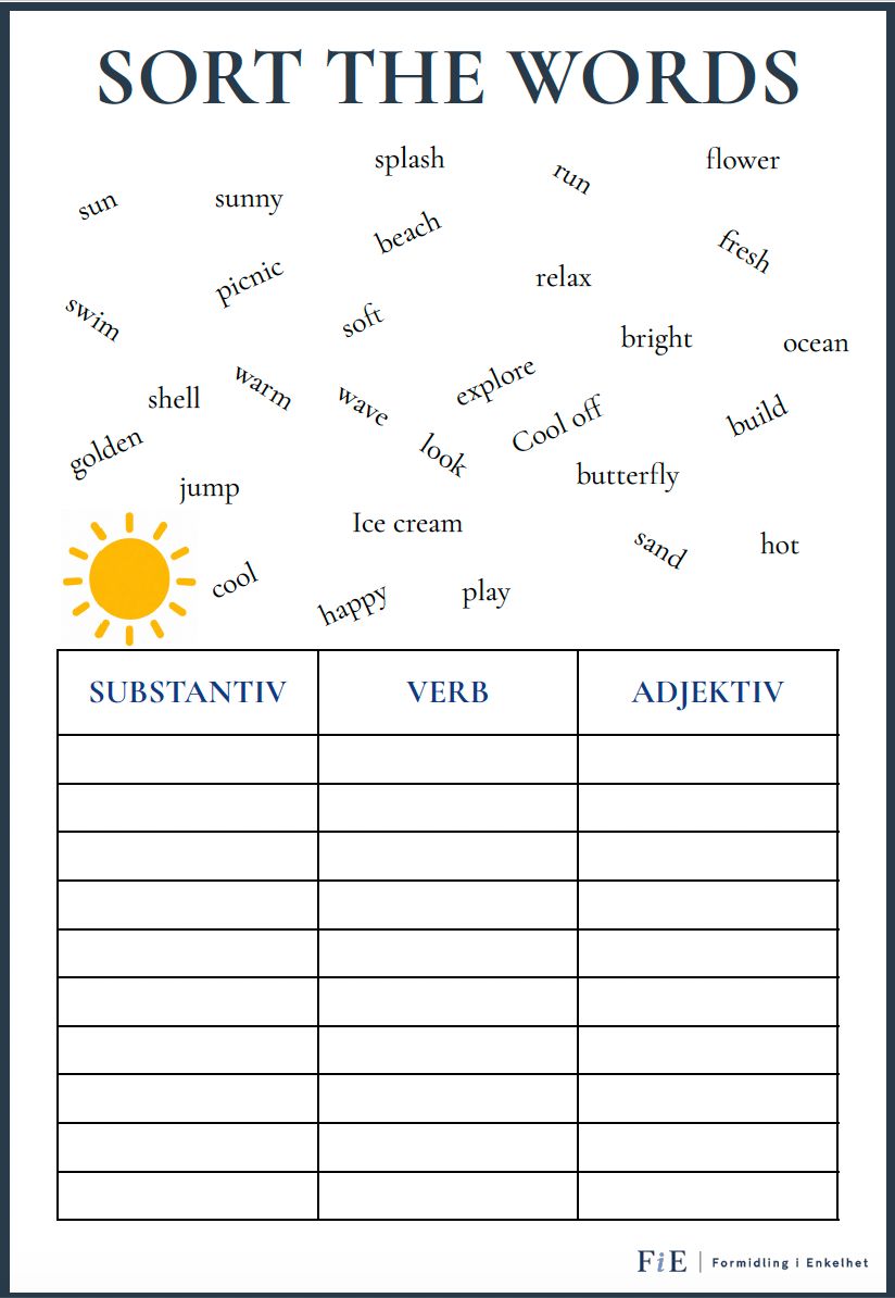 Sort the Words - Summer