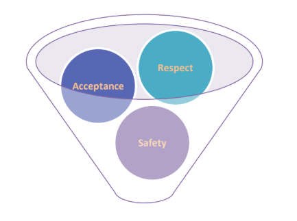Trust Model feauturing Respect, Acceptance and Safety in a funnel