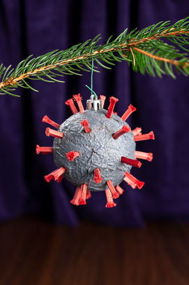 covid 19 corona virus model made into a christmas ornament, ornament, covid, christmas