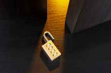 Opened Padlock, with combination 401(k), open door
