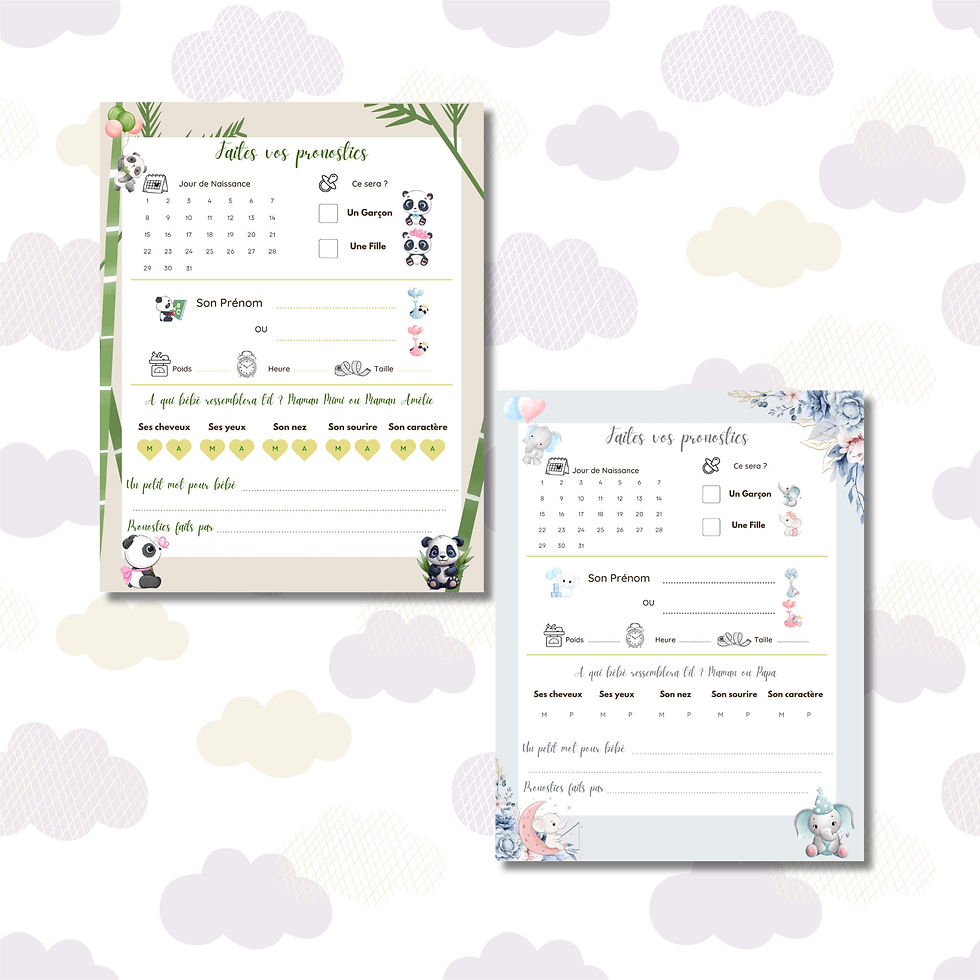 Miniature : Fiche de pronostic baby shower