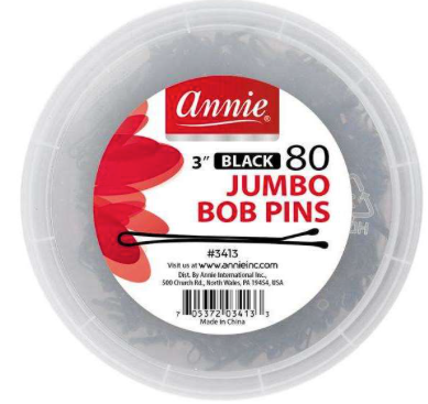 Annie 80 count 3" Black Jumbo Bob Pins