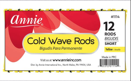 #1114 Annie Cold Wave Rods Short 12PC Yellow
