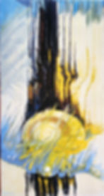 Rising Sun Behind Forest, 1980, oil on canvas, 24 x 40 in. WEB