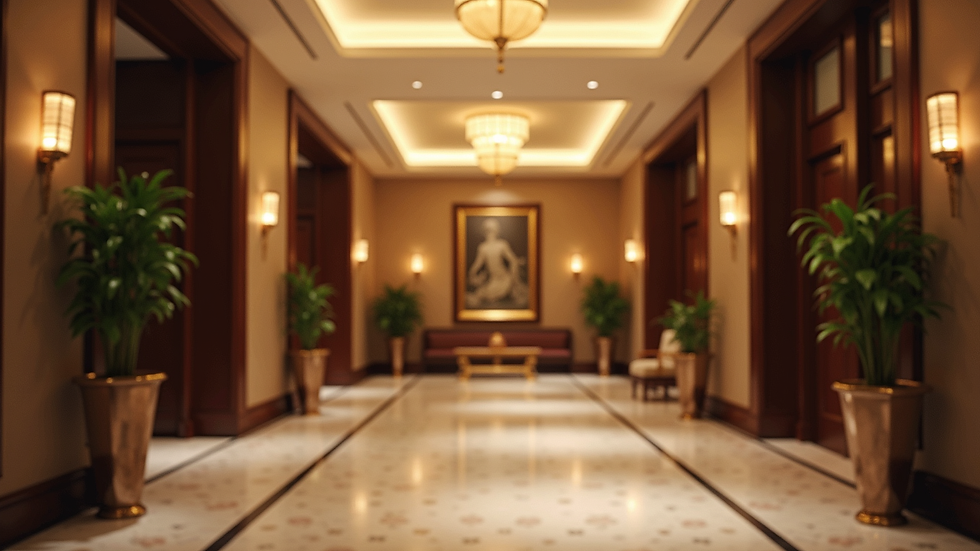 Eye-level view of a luxurious hotel lobby with elegant decor