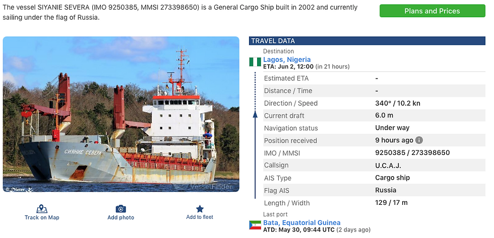 Travel data vessel Siyanie Severa