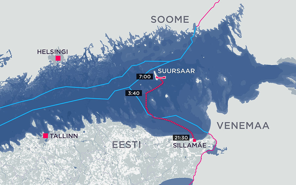 A map of the Green Admire's route in the Gulf of Finland on May 17 and 18. The tanker is currently anchored off Suursaar Island, also known as Gogland. Venemaa is the Estonian name for Russia. Source: Risto Paenurm/ERR