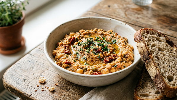 Hülsenfrucht und getrocknete Tomate