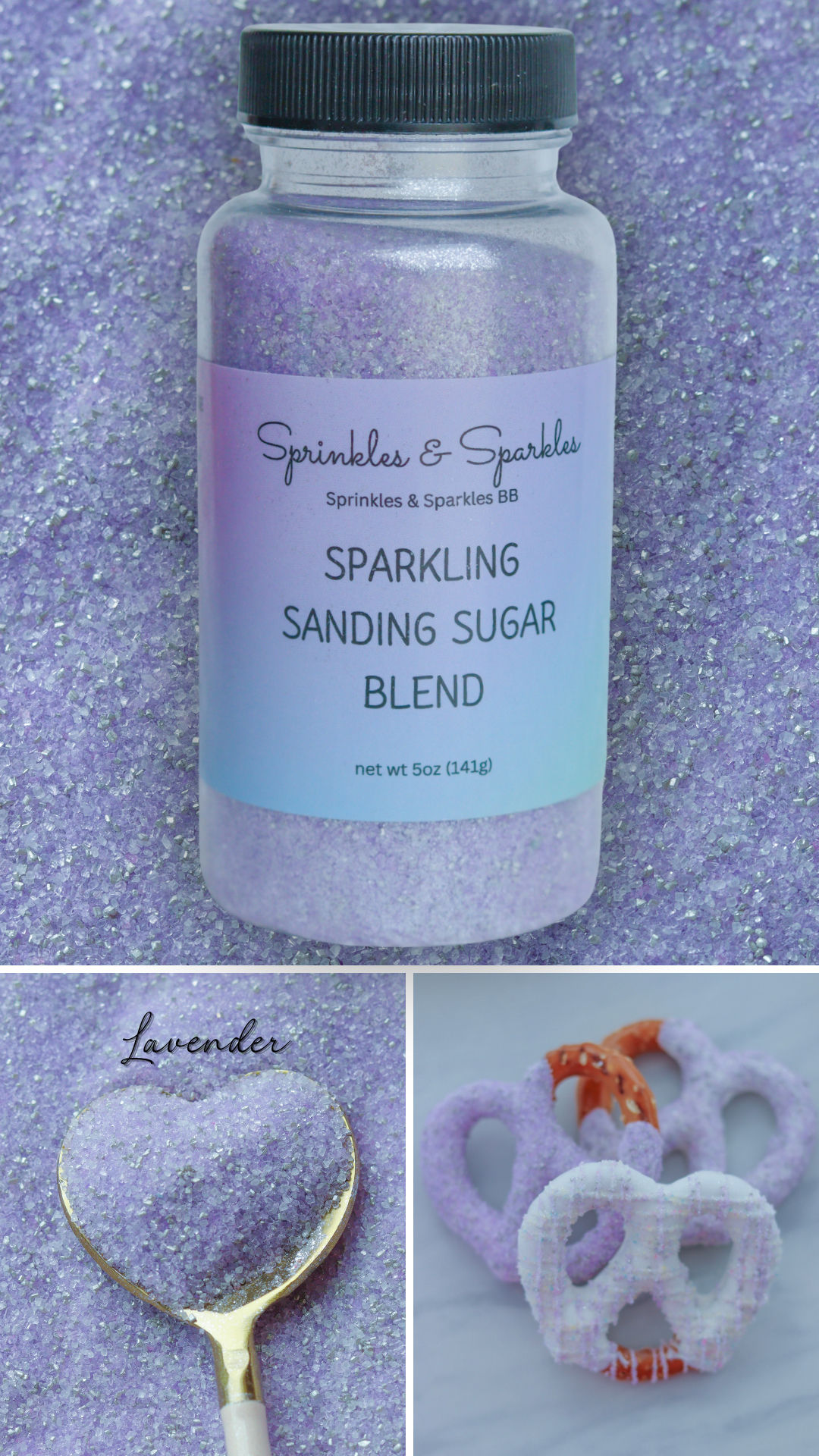 Sparkling Sanding Sugar-SPARKLING LAVENDER (UNFLAVORED), by Sprinkles & Sparkles, sparkling sanding sugar, purple sugar