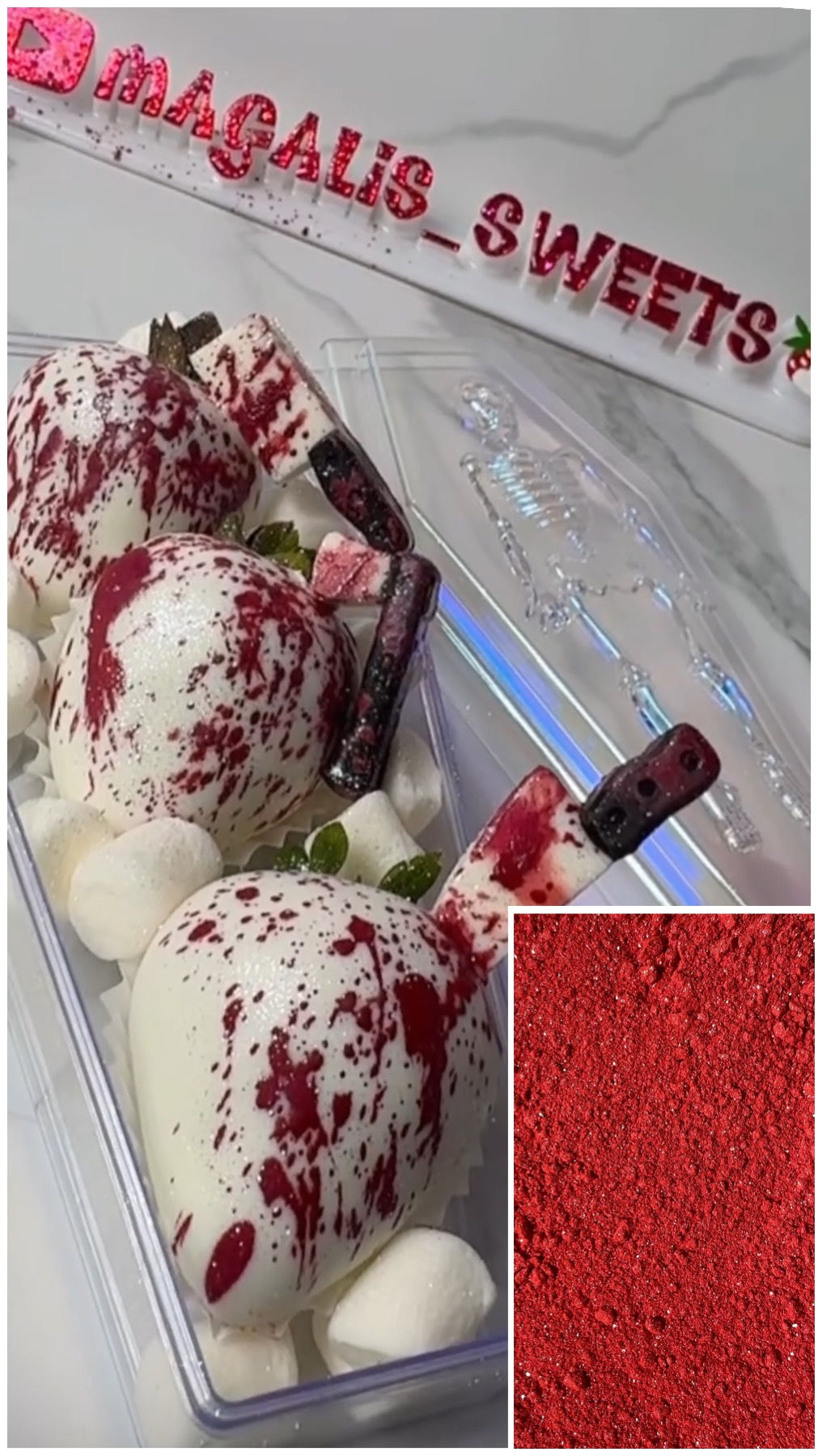 CAI Christmas Red Sparkle EDIBLE Luster Dust, PERFECT FOR EDIBLE BLOOD, 4gr.