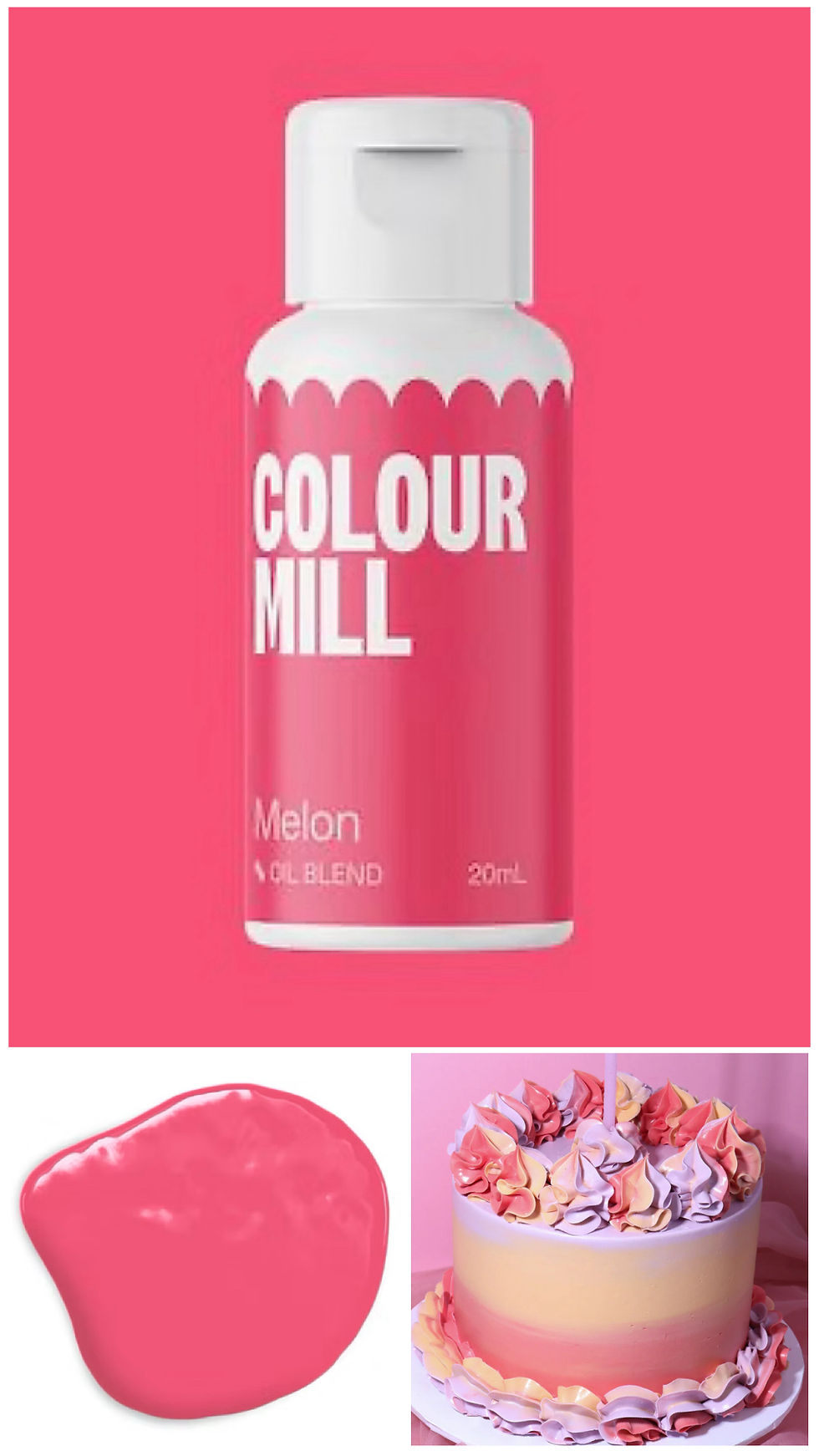 melon colour mill, pink colour mill, colour mill, oil based colorings, pink melon colour mill, small colour mill bottles