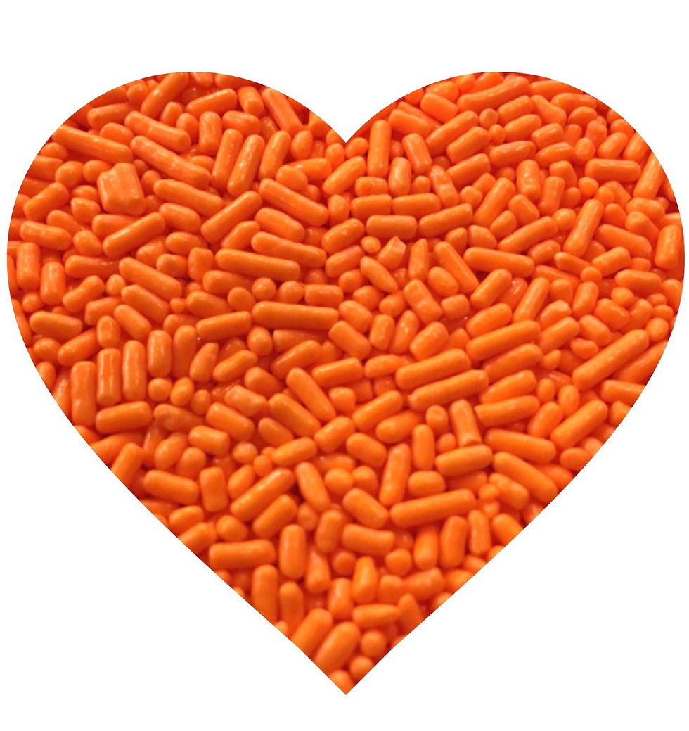 ORANGE JIMMIES SPRINKLES, NON-WAXY SPRINKLES, JIMMIES, ORANGE SPRINKLES