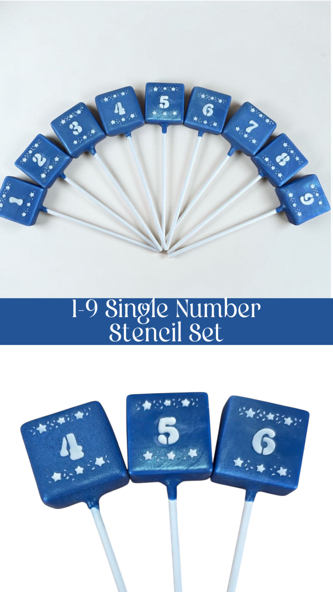 HGB-3D Cakepop 1-9 SINGLE Number Stencil Set