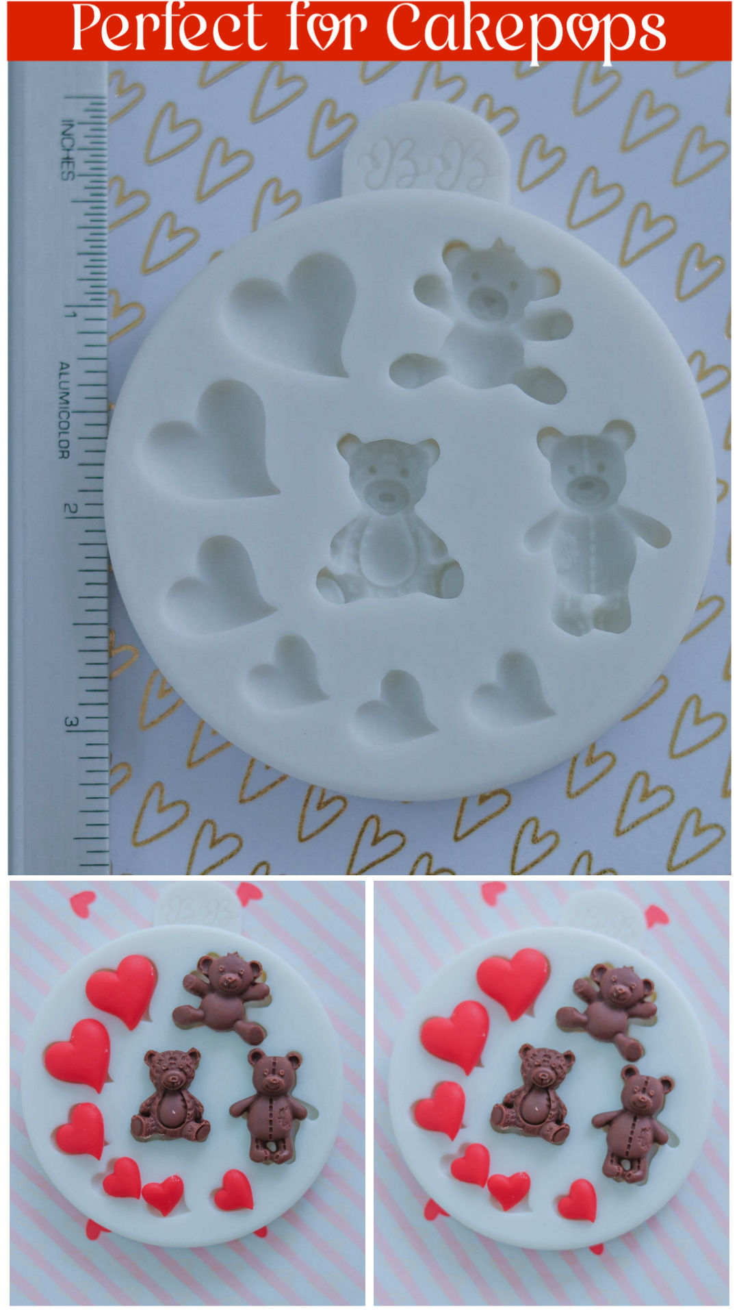 Bears with Hearts Chocolate Silicone Mold by Sprinkles & Sparkles