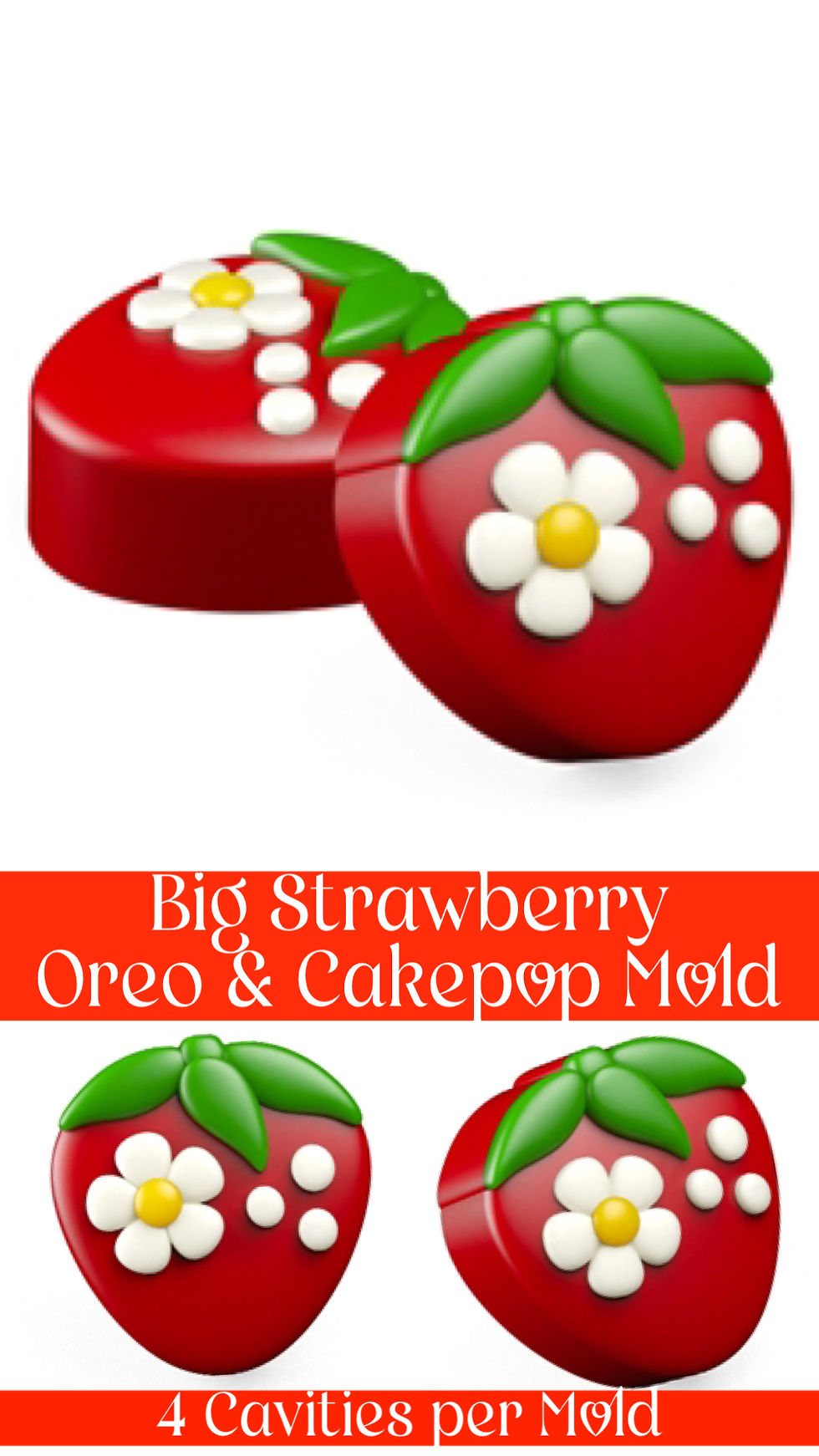 Spinning Leaf Big Strawberry Oreo and Cakepop Mold, chocolate oreo mold, oreo mold, strawberry mold, spinningleaf molds