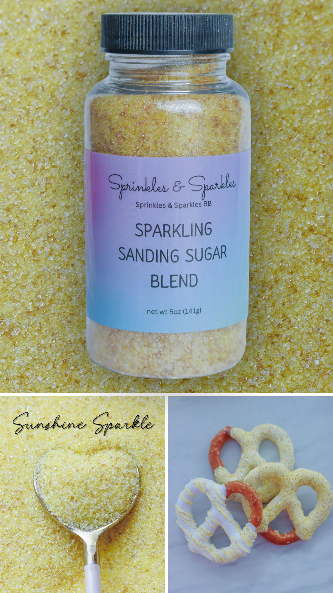 Sparkling Sanding Sugar- Sunshine by Sprinkles & Sparkles, sparkling sanding sugars, sanding sugars, yellow sanding sugars