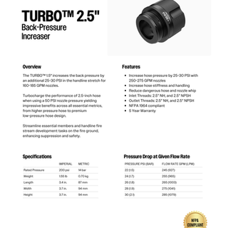 TURBO 2.5" Back-Pressure Increaser Data Sheet
