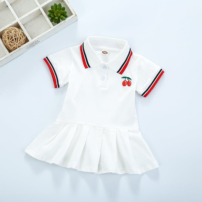 Short Sleeve Pleated Skirt Dress for Girls