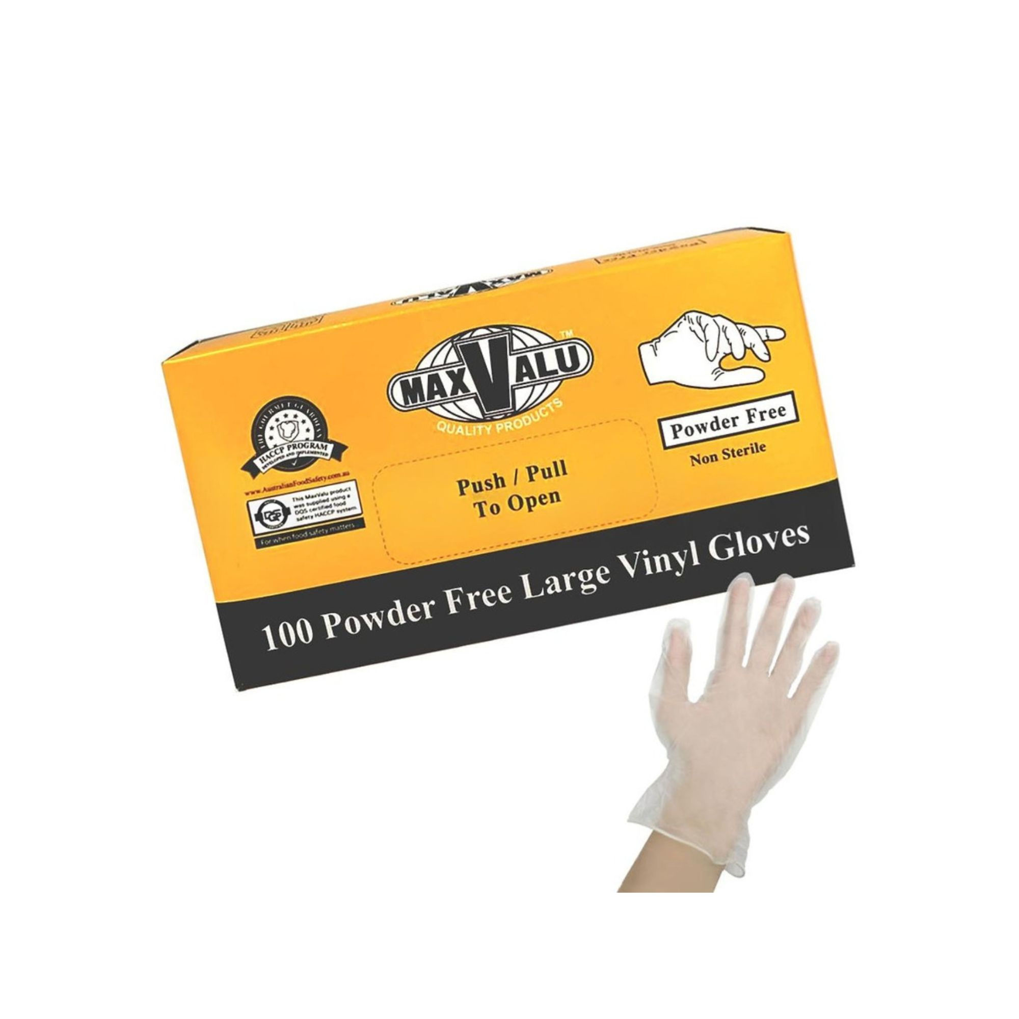 ถุงมือPVCไม่มีแป้ง ไซส์L 100ชิ้น