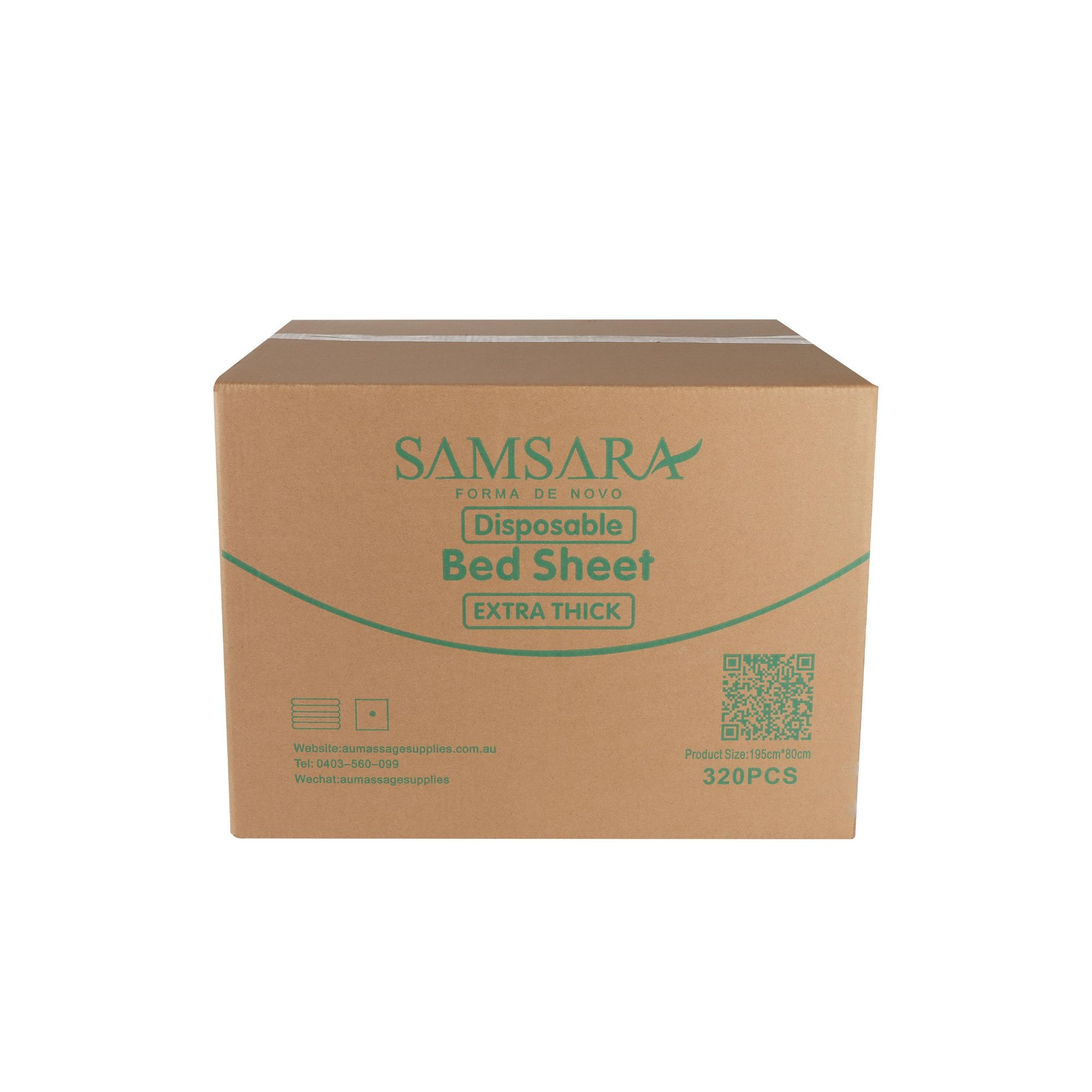 ผ้าปูที่นอนแบบใช้แล้วทิ้ง SAMSARA หนาและยาว กล่องละ 320 ชิ้น 195*80ซม.