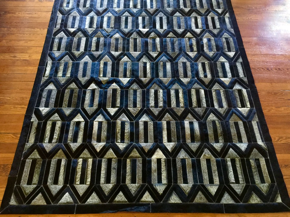 Thumbnail: Luxury Banfield cowhide rug with vintage Art Deco architectural pattern