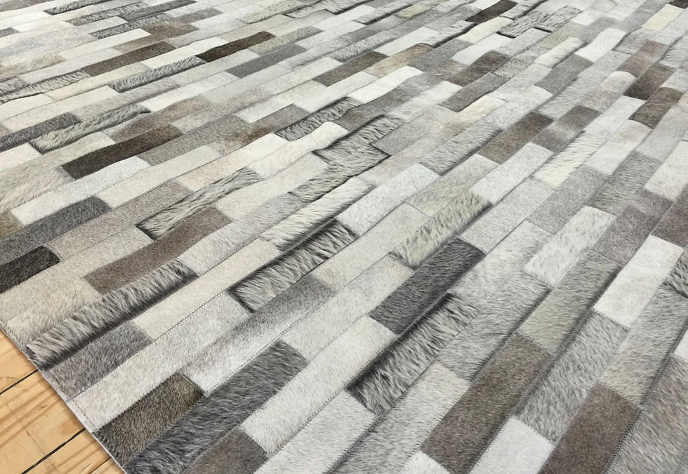 Thumbnail: Luxury Retiro cowhide rug with staggered vertical planks in offset rows