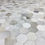 Thumbnail: hexagon cowhide patchwork rug
