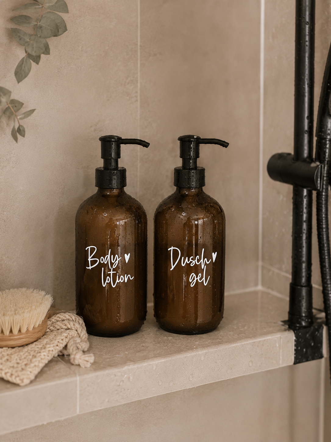 Aufkleber Bodylotion und Duschgel