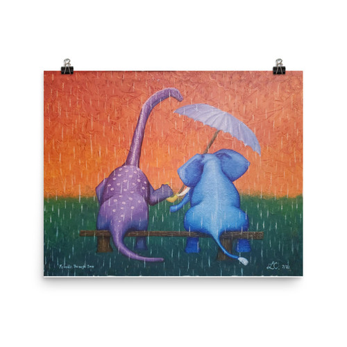 Friends Through Time- oil painting for friendship, Poster