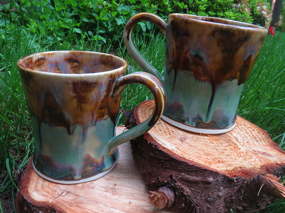 Thumbnail: Woodland Mug handmade potter green and brown