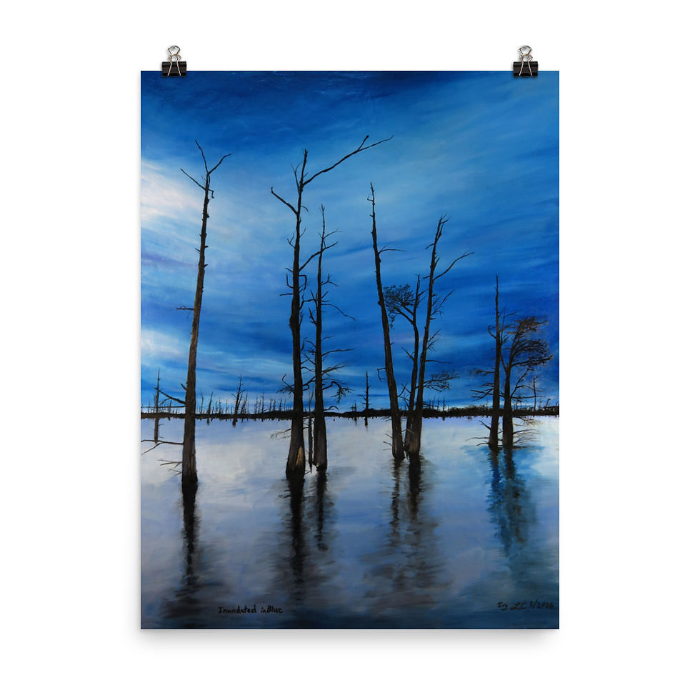 Thumbnail: Inundated in Blue- poster of dark wetland painting 