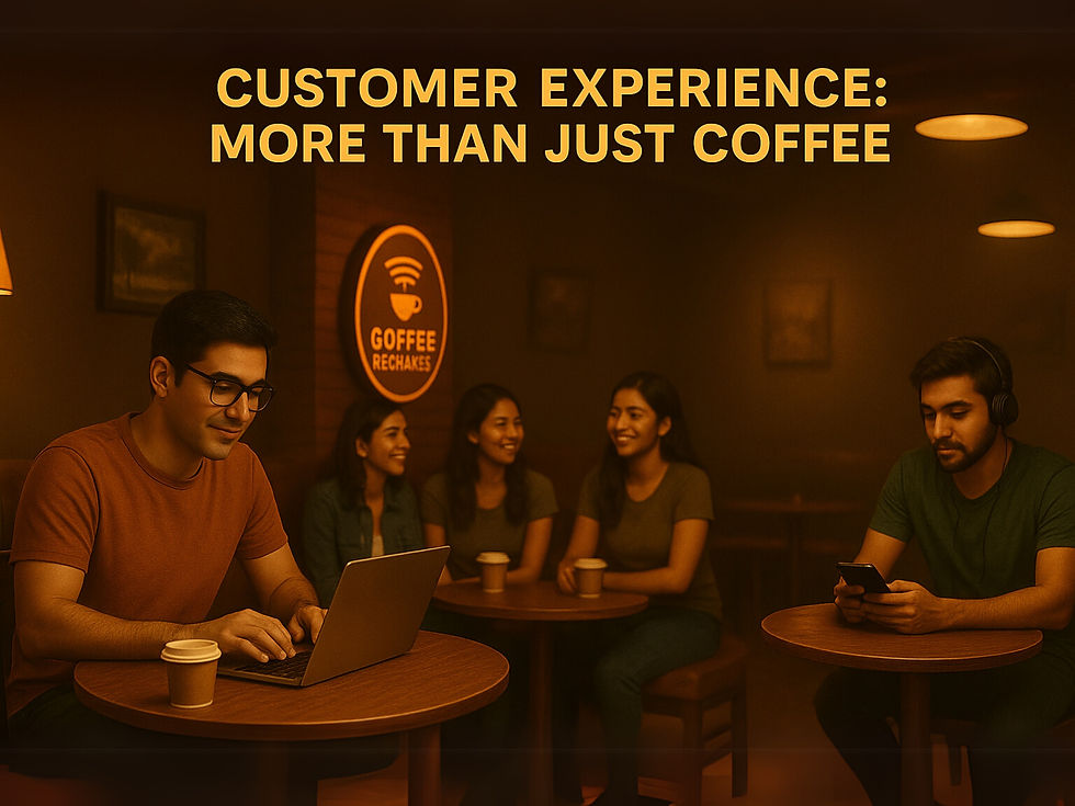 Youth enjoying free Wi-Fi and drinks at a Coffee n Recharge franchise café — modern cafe franchise in India with a relaxed vibe