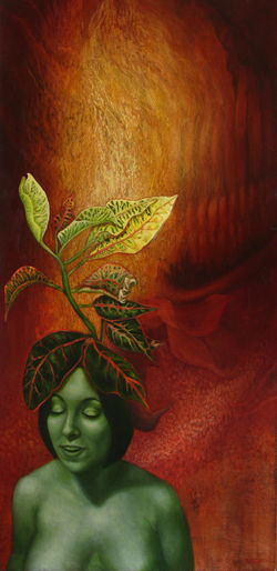 5.+Faces+of+Eve--+Tempted.+48+x+23.+oil+on+panel