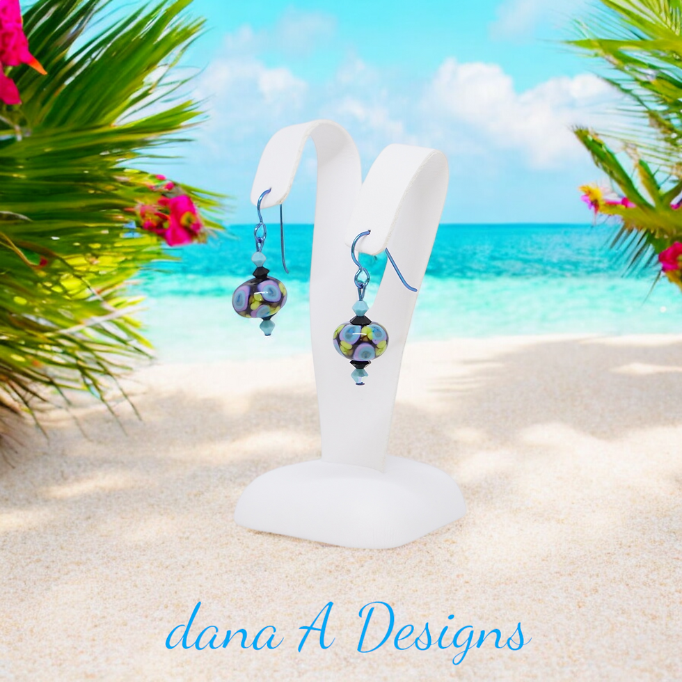 Thumbnail: Lampwork earrings on a tropical beach