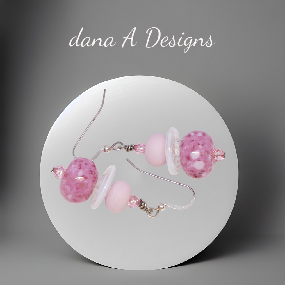 Thumbnail: Pink lampwork earrings
