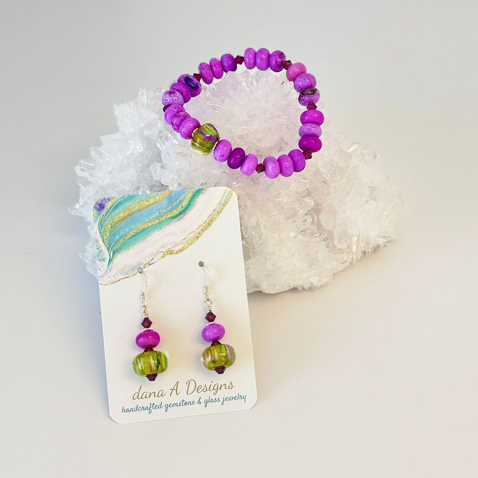 Thumbnail: Opal gemstone bracelet and earrings