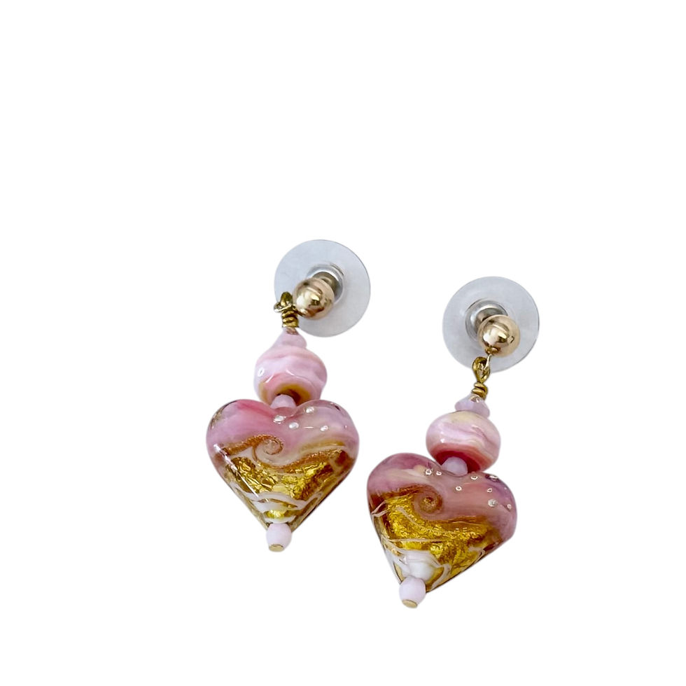 Thumbnail: lampwork heart earrings on a white background