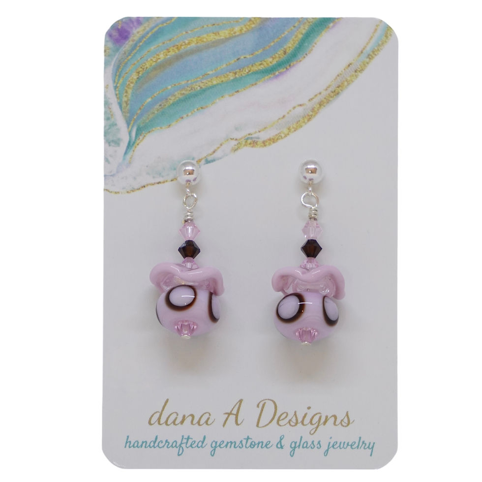 Thumbnail: Lampwork bead earrings on earring card
