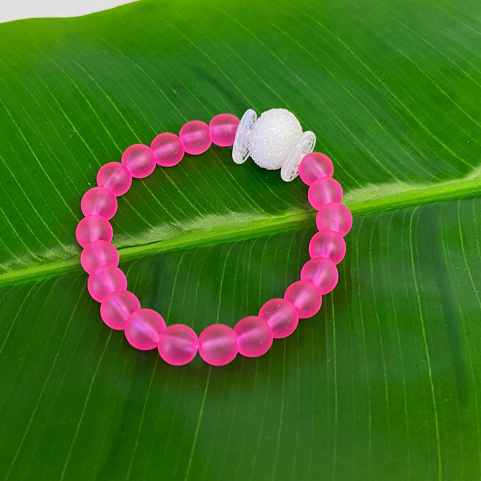 Pink glass lampwork bead and glass bracelet