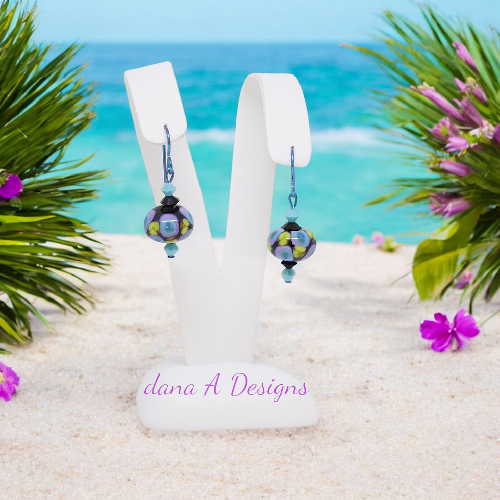 Thumbnail: Lampwork earrings on a tropical beach