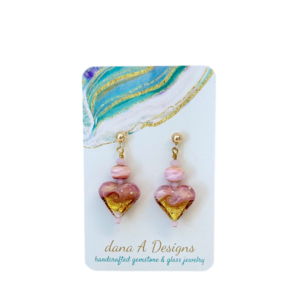 Thumbnail: lampwork heart earrings on an earring card